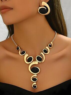 Boho Western Chunky Vintage Jewelry Set Gold Silver Black Cowgirl